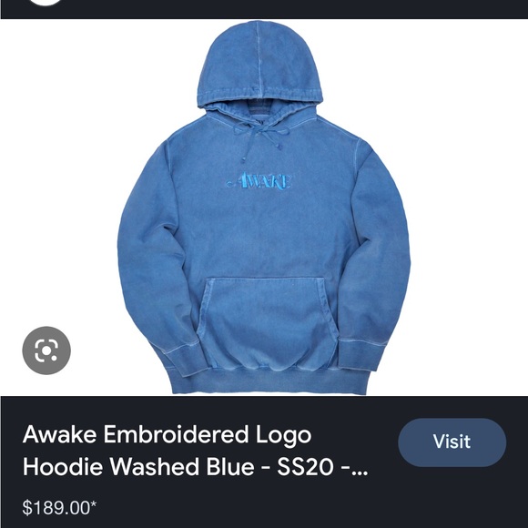 AWAKE Embroidered Logo Hoodie - Blue Size L - Picture 1 of 4